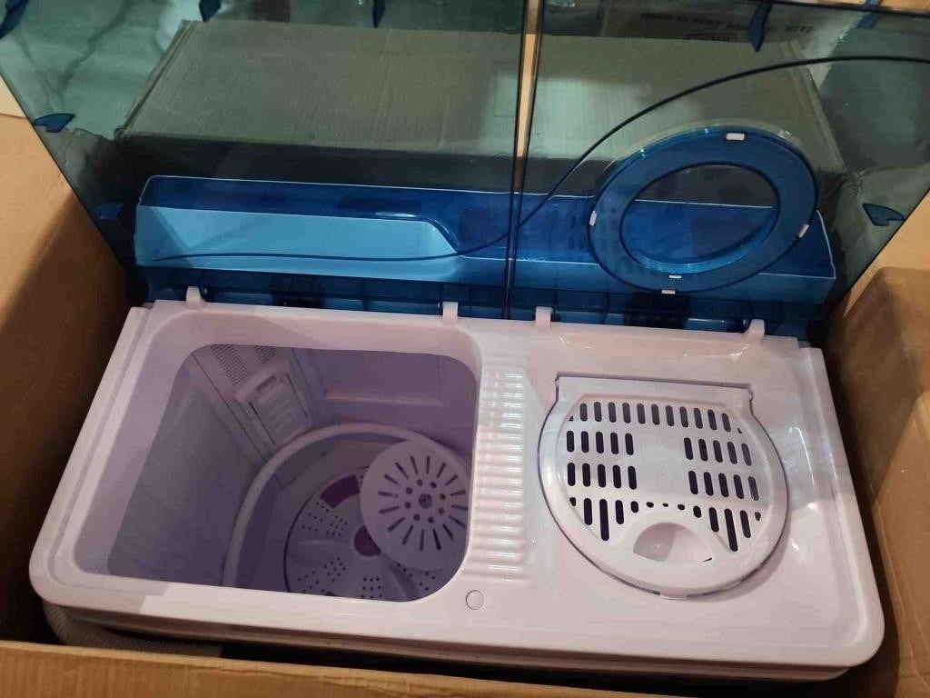 COSTWAY Portable Washing Machine, Twin Tub 20 Lbs Capacity, Washer(12 Lbs) and Spinner(8 Lbs), Durable Design, Timer Control, Compact Laundry Washer for RV, Apartments and Dorms, Blue+White -