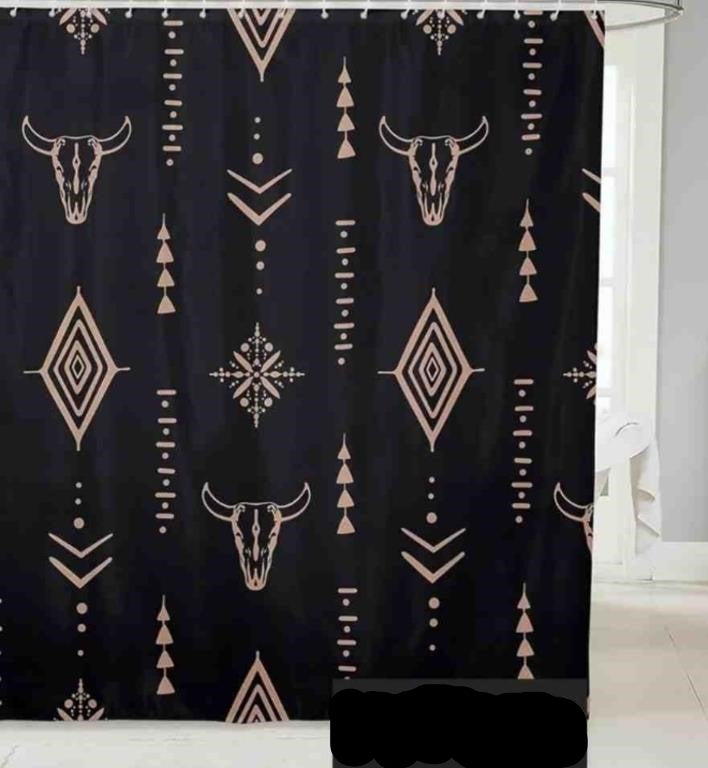 Erosebridal Bull Skull Shower Curtain 72" Wx72 L