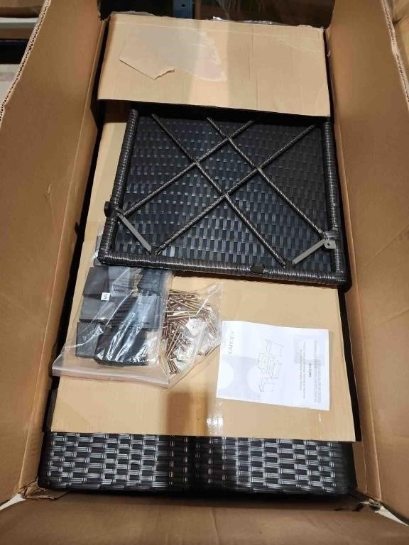 3 Pieces Patio Rattan Conversation Furniture Set with Glass Top Coffee Table, Gray