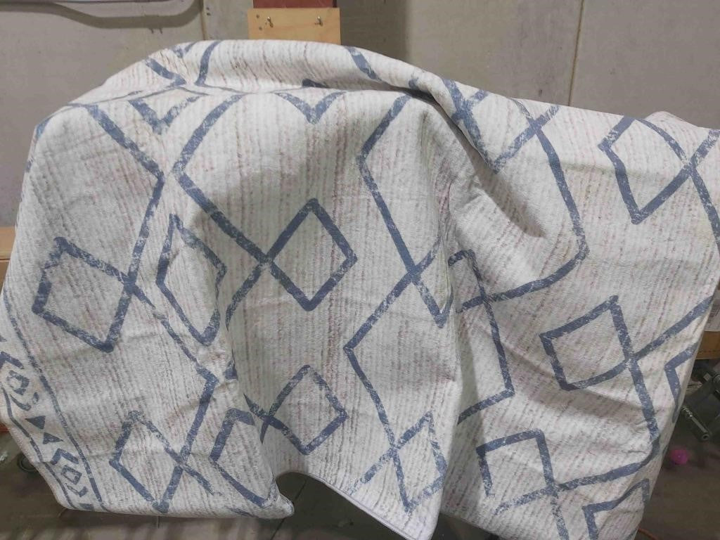 Jinchan Moroccan Area Rugs for Living Room - Machine Washable Soft Modern Geometric Stain Resistant Ultra-Thin Low-Pile Large Rug Non-Slip Carpet for Bedroom Kitchen Dining Room (6x4ft,Blue)