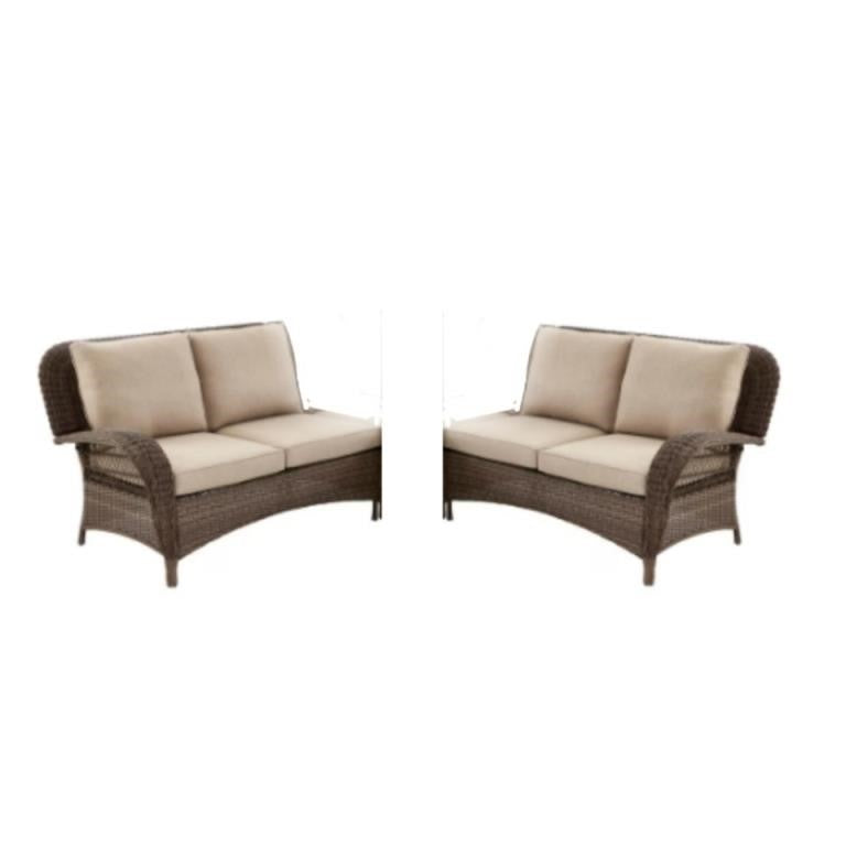 Hampton Bay Beacon Park Left And Right Arm Sectional Brown Outdoor Patio Sofa