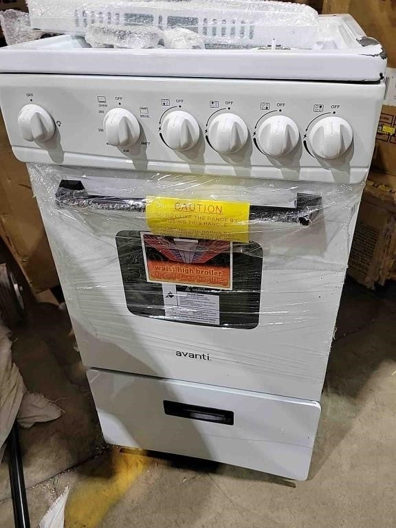 Avanti Gas Range Oven, Compact Freestanding Design, 4 Sealed Burners 20-Inch, White