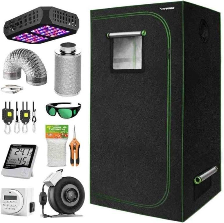 vivosun 32"x32"x63" indoor grow tent complete kit with air filtration kit
