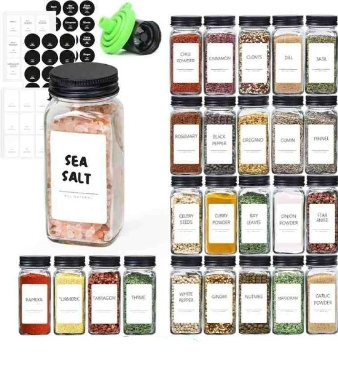 ComSaf 4oz Glass Spice Jars with Shaker Lids,