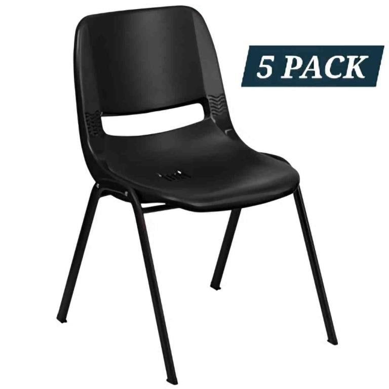 Flash Furniture 19.25-in W Modern Black Plastic Accent Chair. 5 Pcs