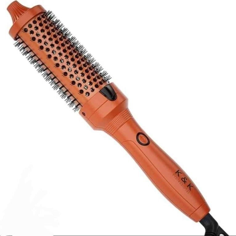 K&K Thermal Brush, 1.75 Inch Heated Round Brush, Professional Heated Curling Ceramic Tourmaline Ionic Curling Iron, Hot Styling Volumizing Brush, Dual Voltage -