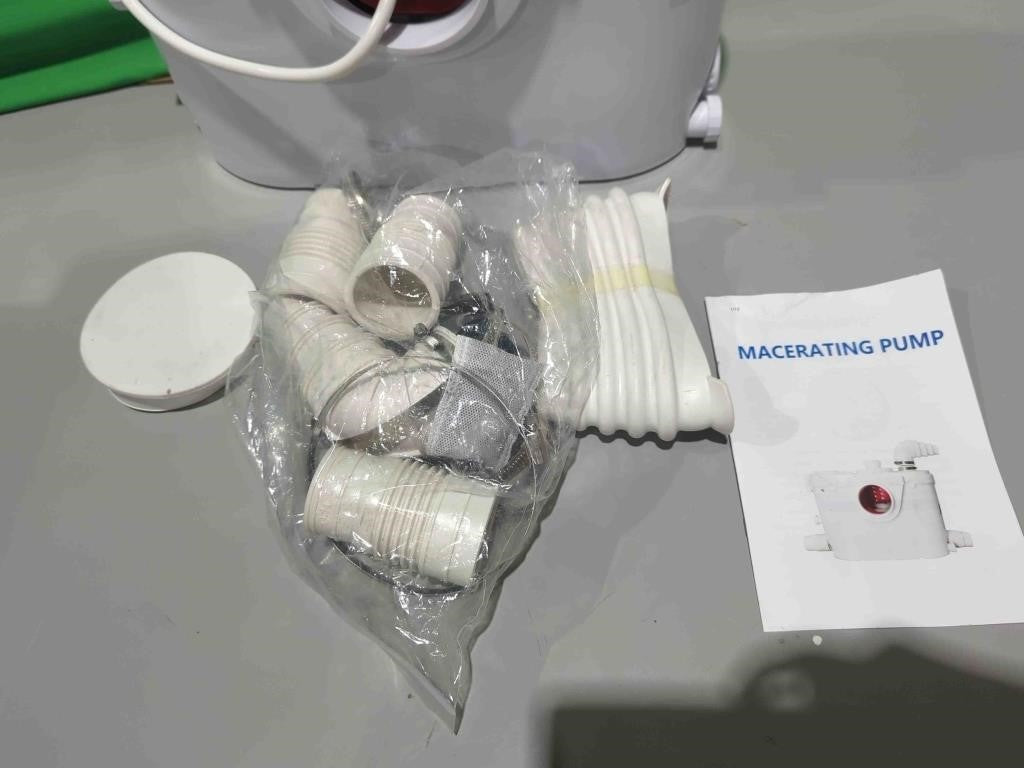 Macerator Pump for Upflush Toilet, 4 Connections for Full Bathroom, Sink, Kitchen, Vertical lift to 23ft, low noise, #FLOLUXURY-500W