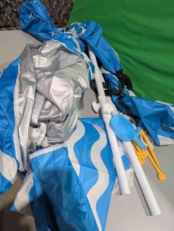 Beach Tent 8'×8', Portable Beach Canopy with Side Wall, LIGHT BLUE