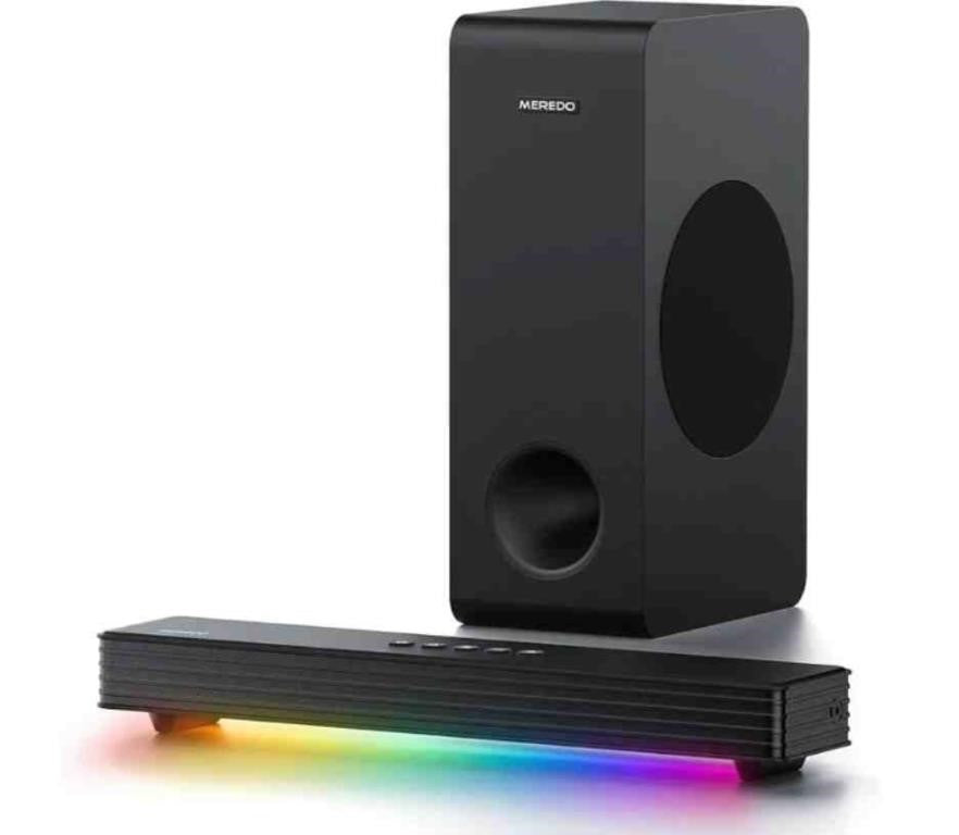 Meredo Sound Bar with Subwoofer for TV Computer Speakers for Desktop PC