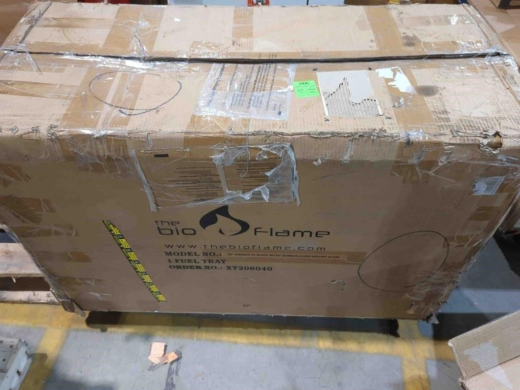 The Bio Flame 38" Firebox SS Black With 16" Burner Flush Mount Glass
