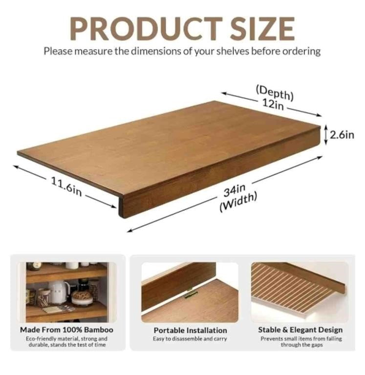 Gashell Wire Shelf Covers, Bamboo Wire Rack Covers for Pantry