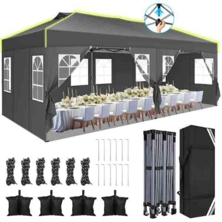 10x20 Pop Up Canopy Tent, Outdoor Party Tent with 6 Sidewalls, Easy Up Outdoor Gazebo