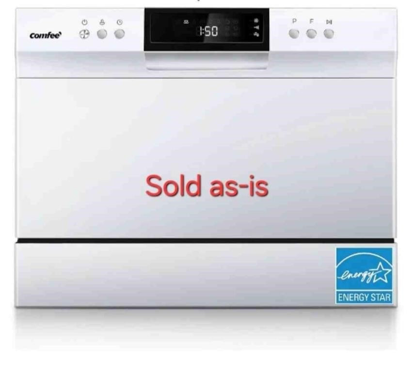 COMFEE Countertop Dishwasher 6 Place Settings, 8 Washing Programs, White