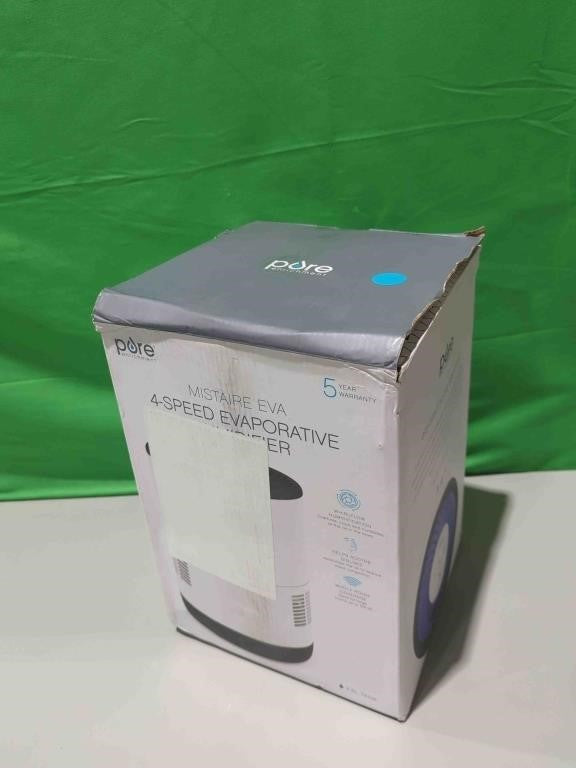 Pure Enrichment® MistAire™ Eva - Mist-Free Evaporative Humidifier (2.8L) with Antibacterial Filter, 4-Speeds, Large Room Coverage up to 500 sq. ft., and Auto Shut-Off Timer, Model Number : PEHUMEVA