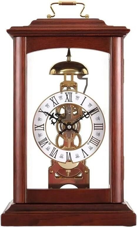 Maple Leaf Mechanical Mantle Fireplace Clock 14x8.