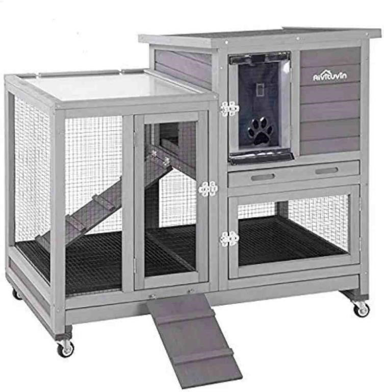 Aivituvin Rabbit Hutch with Two Deeper No Leak