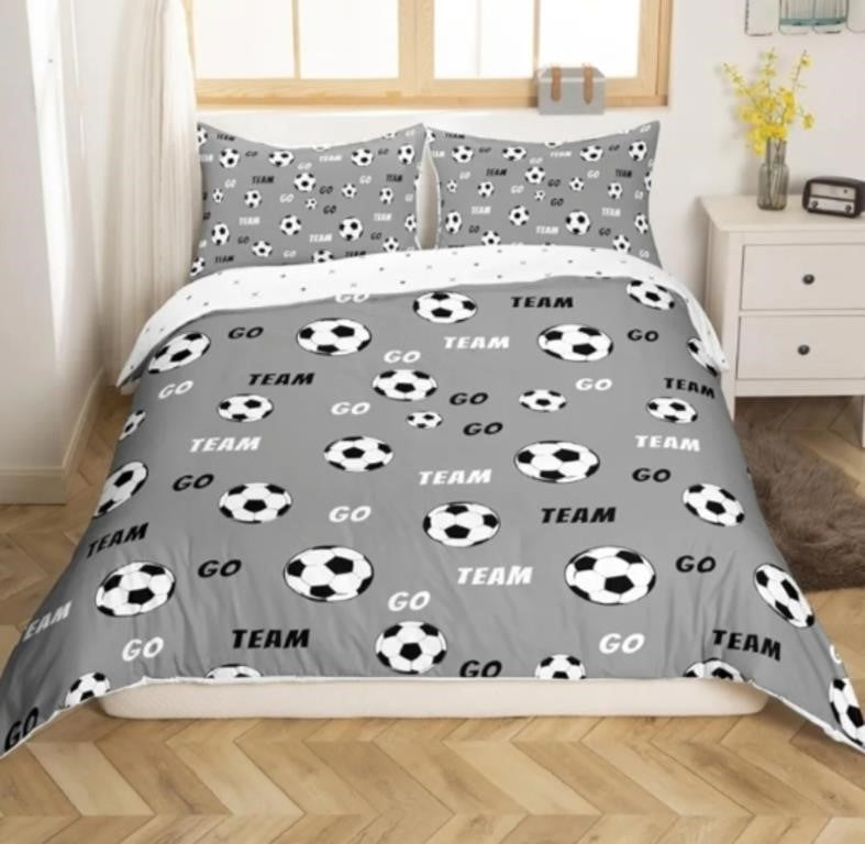 Feelyou Kids Soccer Duvet Cover Full Size Football Bedding Set
