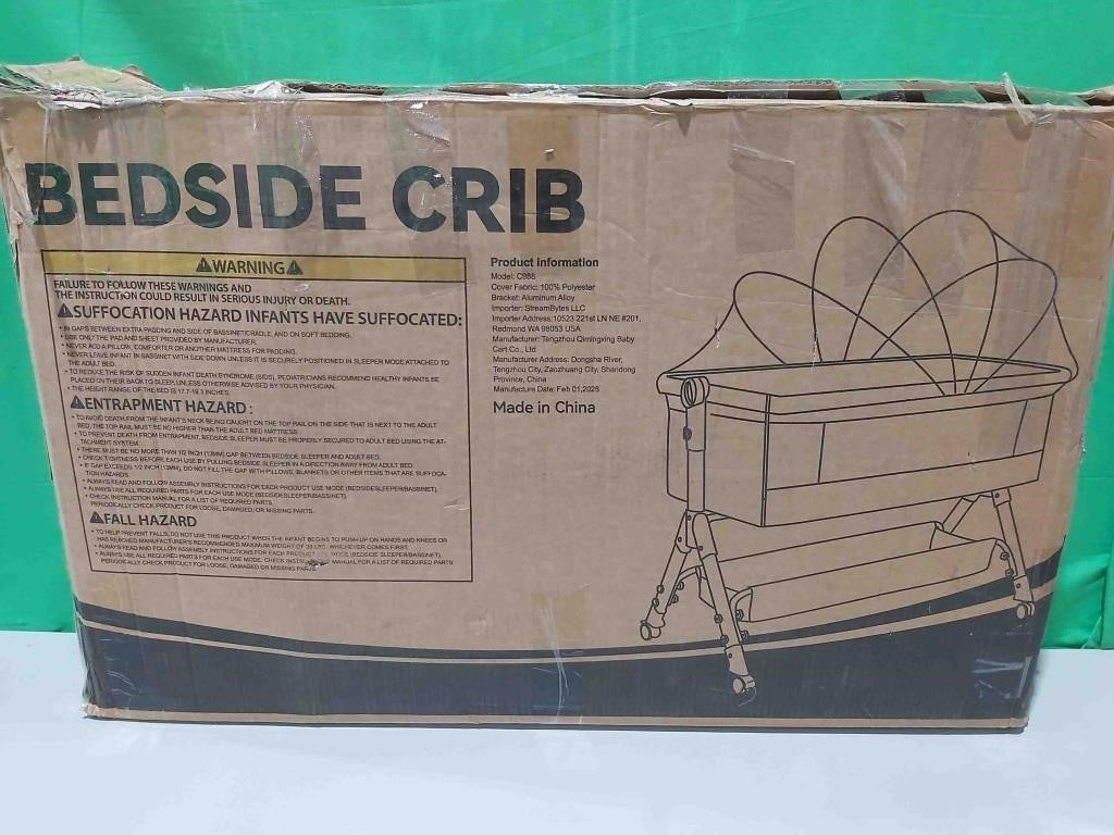 Durable Baby Bedside Crib C988 Grey