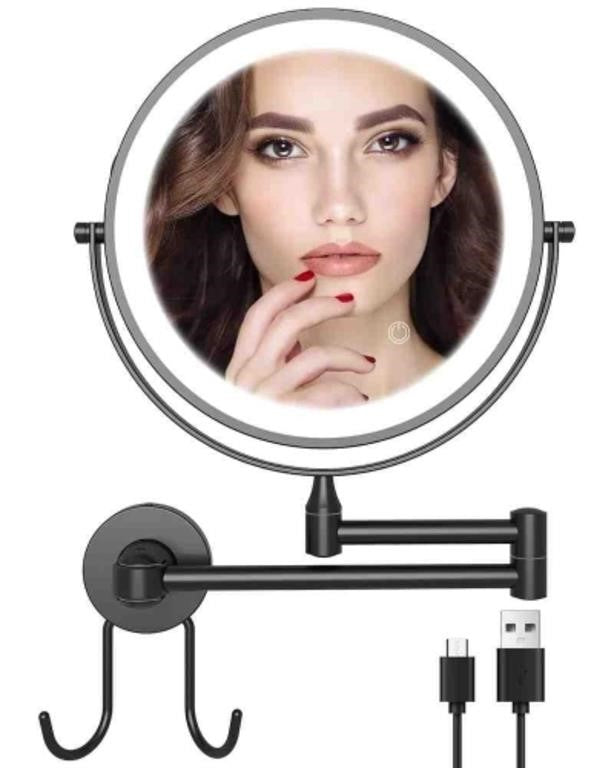 TOLOYE Wall Mounted Makeup Mirror with 3 Color