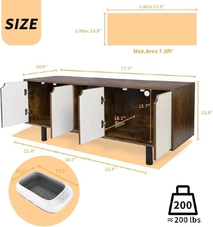 DOICAH Cat Litter Box Enclosure for 2 Cat