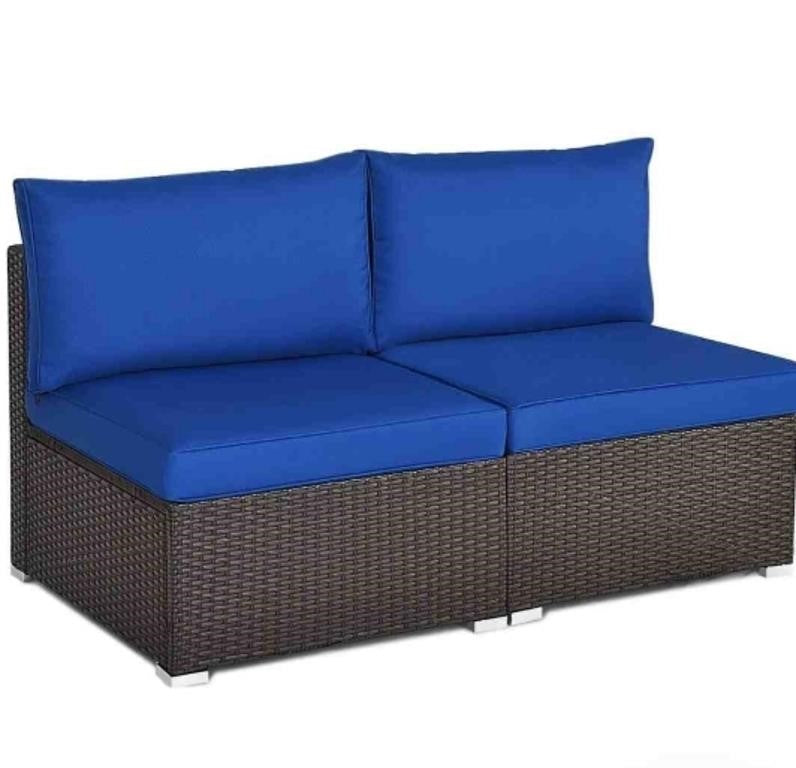 Pieces Patio Rattan Armless Sofa Set Costway