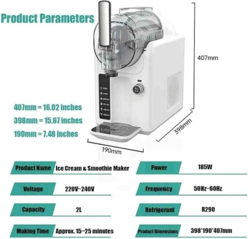 Ice Cream Maker, Slushie Machine, Margaritas Black.