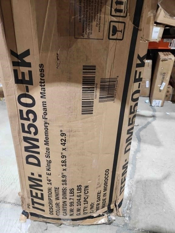 14" E King Size Memory Foam Mattress, White. #DM550-EK.