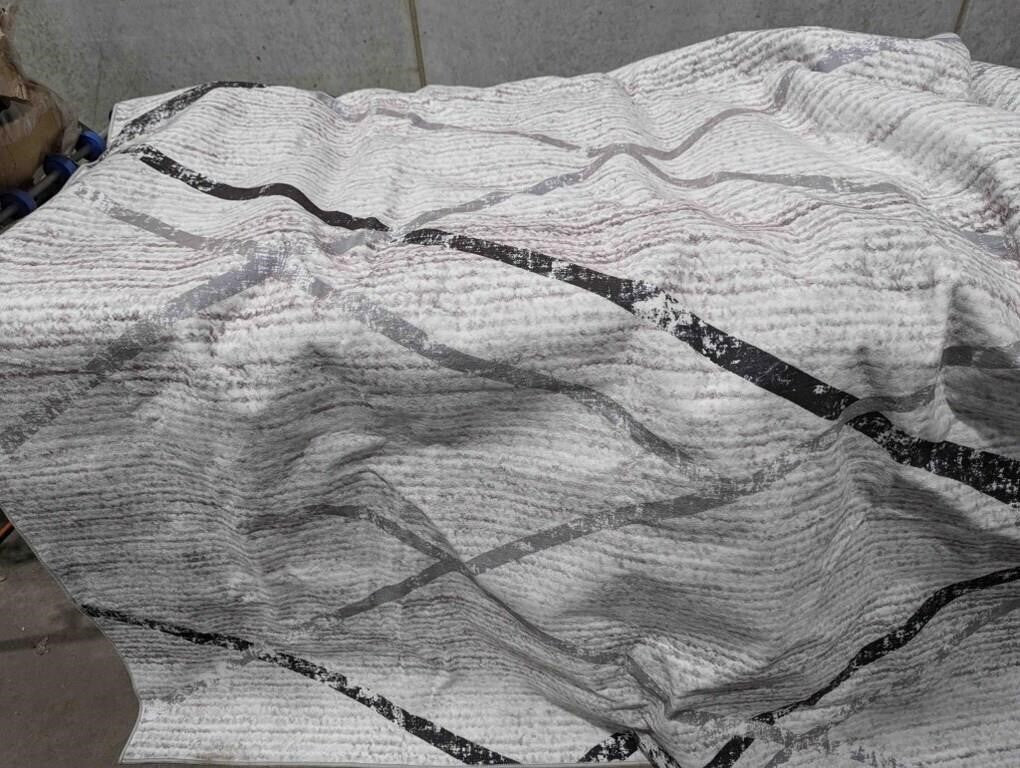 JINCHAN Area Rug Moroccan Rug Foldable Thin Mat Modern Geometric Accent Carpet Soft Indoor Non Slip Gray Carpet Kitchen Living Room Bedroom Dining Room,6x9 ,Black Grey