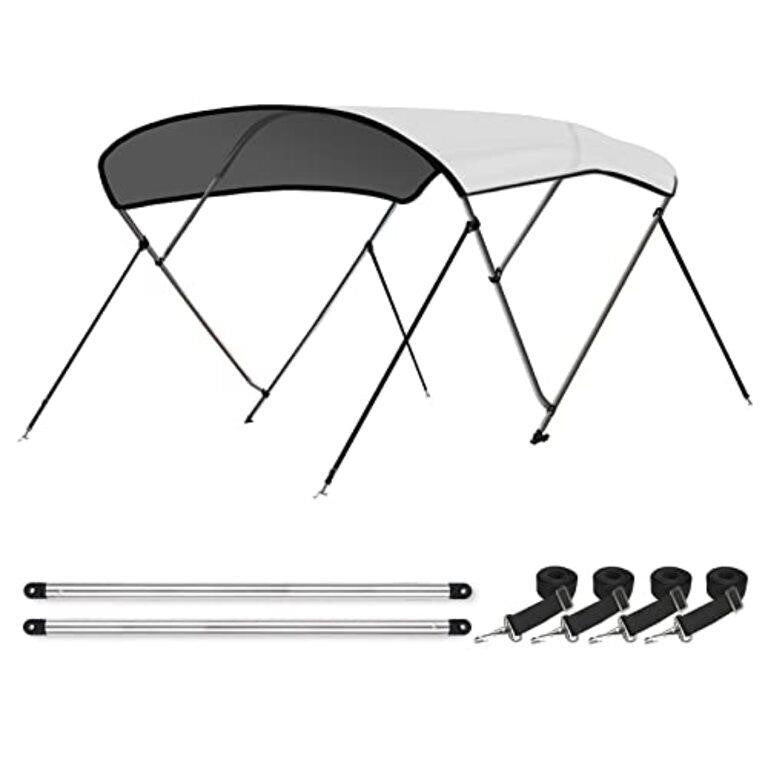 Bimini Tops for Boats Boat Canopy Cover White 4 Bow 8'L x 54" H x 85"-90" W