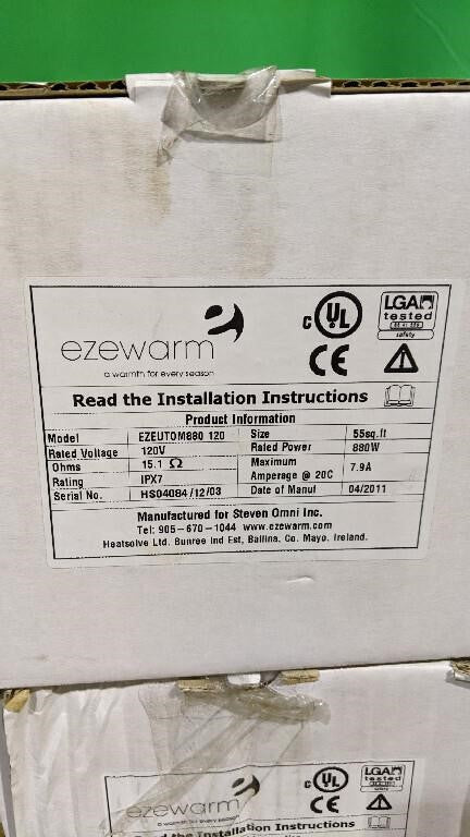 Ezewarm Ceramic tile heating system, Mod
