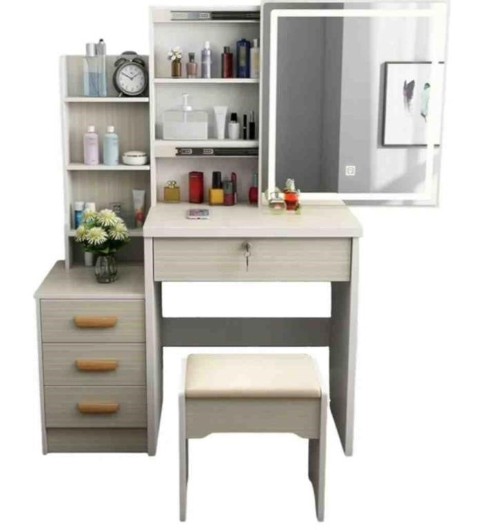 Table Set with Lockable Drawers Modern Vanity