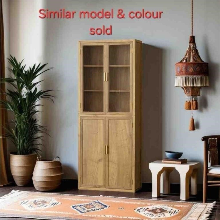 Birch Bookshelf With Doors 78.74'' H X 31.5'' W X 13.78'' D