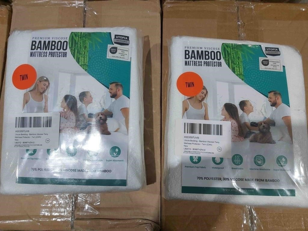 Utopia Bedding Premium Viscose Bamboo TWIN SIZE PROTECTOR