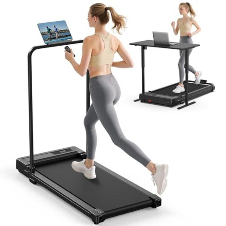 Folding Treadmills with Handle Bar Portable Compact Fold up Indoor Foldable Handles Electric Walk Pads Small