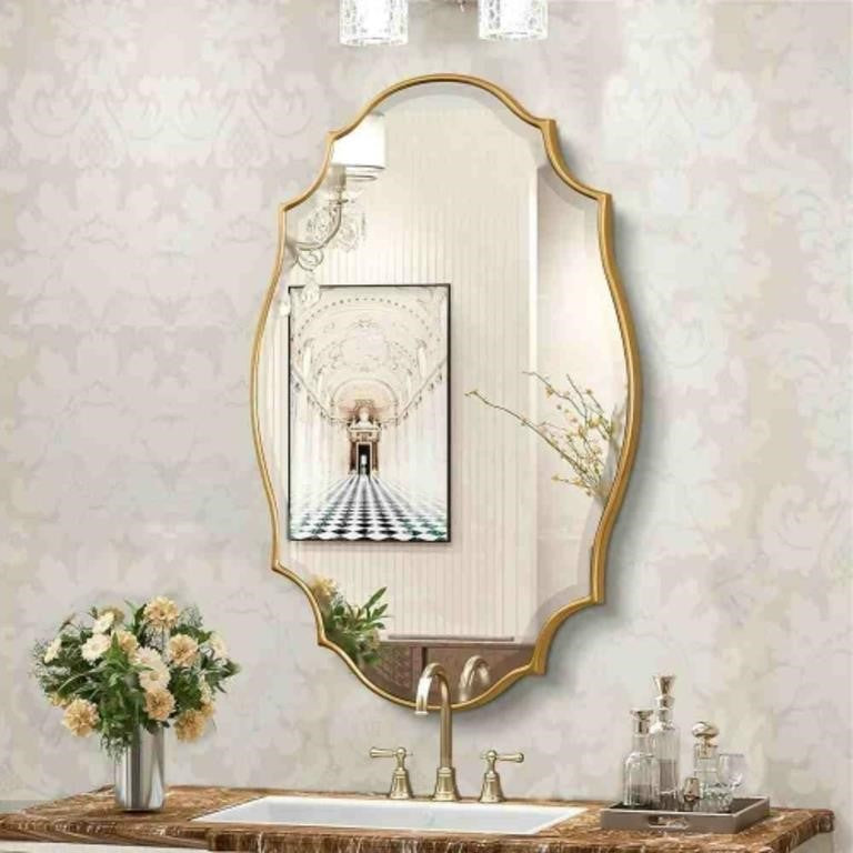 Jesantab Scalloped Oval Wall Mirror, 24“X36”