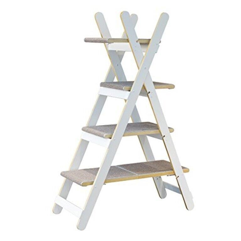 zoovilla Modern Folding Cat Tree 4step, TOY0091720110 White