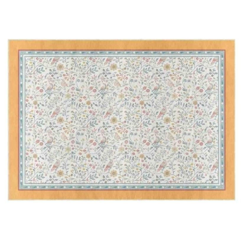 Artoid Mode Orange Bird Floral Spring Area Rug