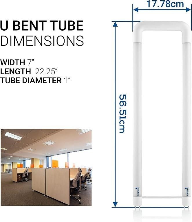 Hyperikon U Bent LED Tube, 2x2 Foot, 40 Watt Repla