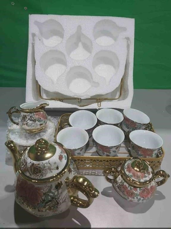 22 pcs Porcelain Tea Sets, 7.4 Oz Cups