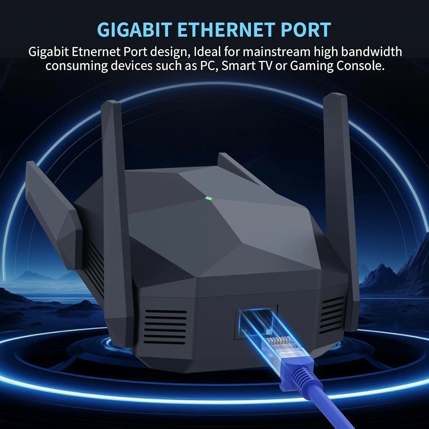 Ingabis WiFi 6 Range Extender Signal Booster with Gigabit Ethernet Port, AX3000 Black
