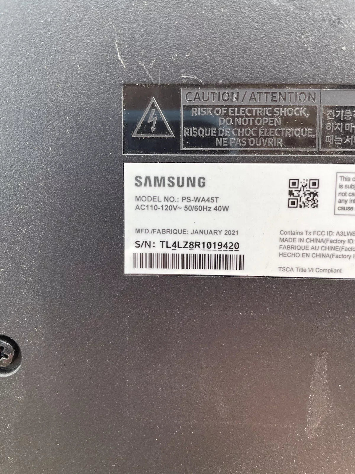 Samsung PS-WA45T 40W Wireless Powered Subwoofer