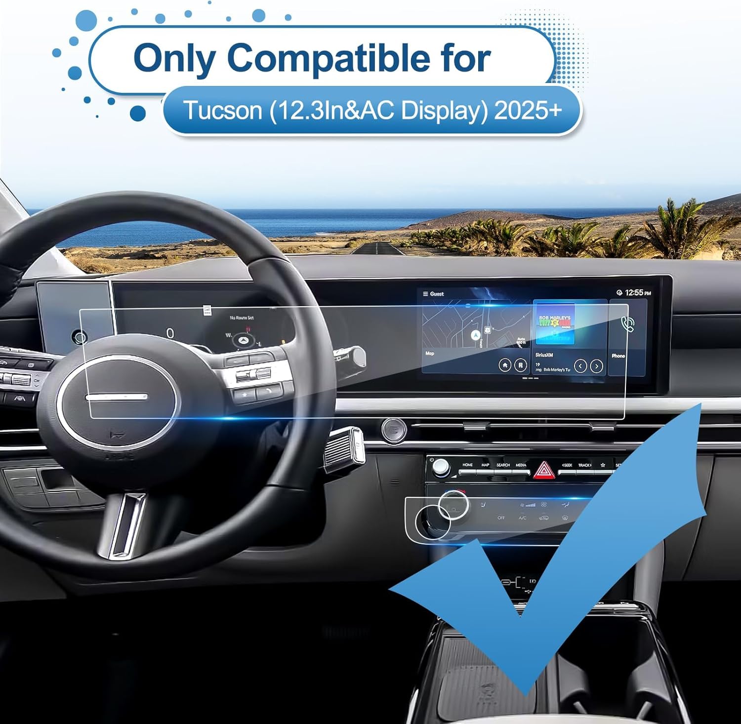 2025 2026 Tucson Screen Protector for Hyundai Tucson (Dual 12.3Inch+AC Display)