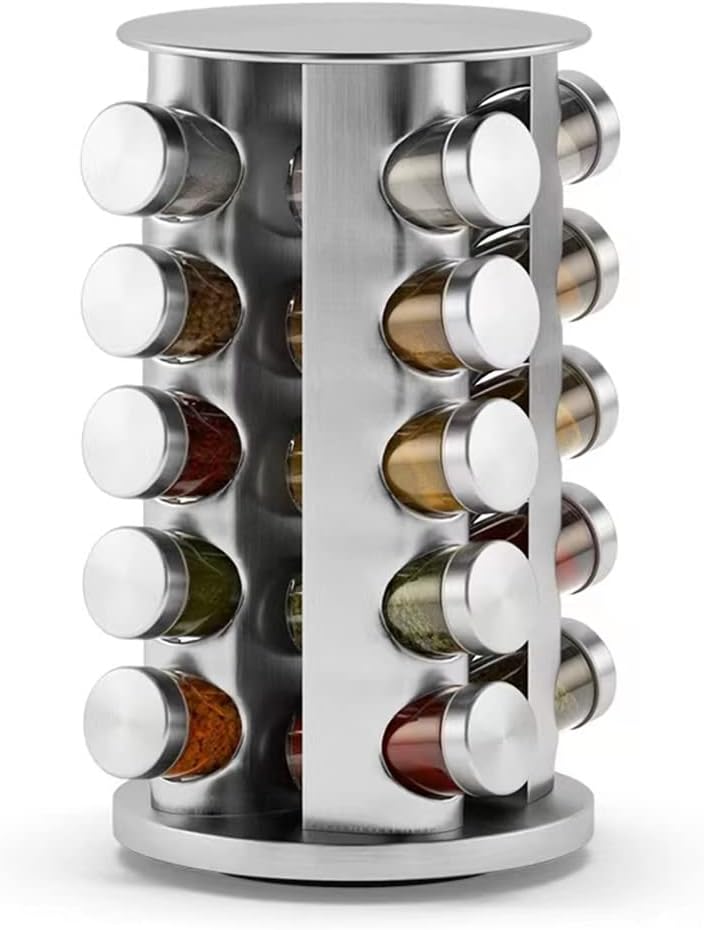 Puppycute Rotating Spice Rack Organizer with Jars 20Pcs,