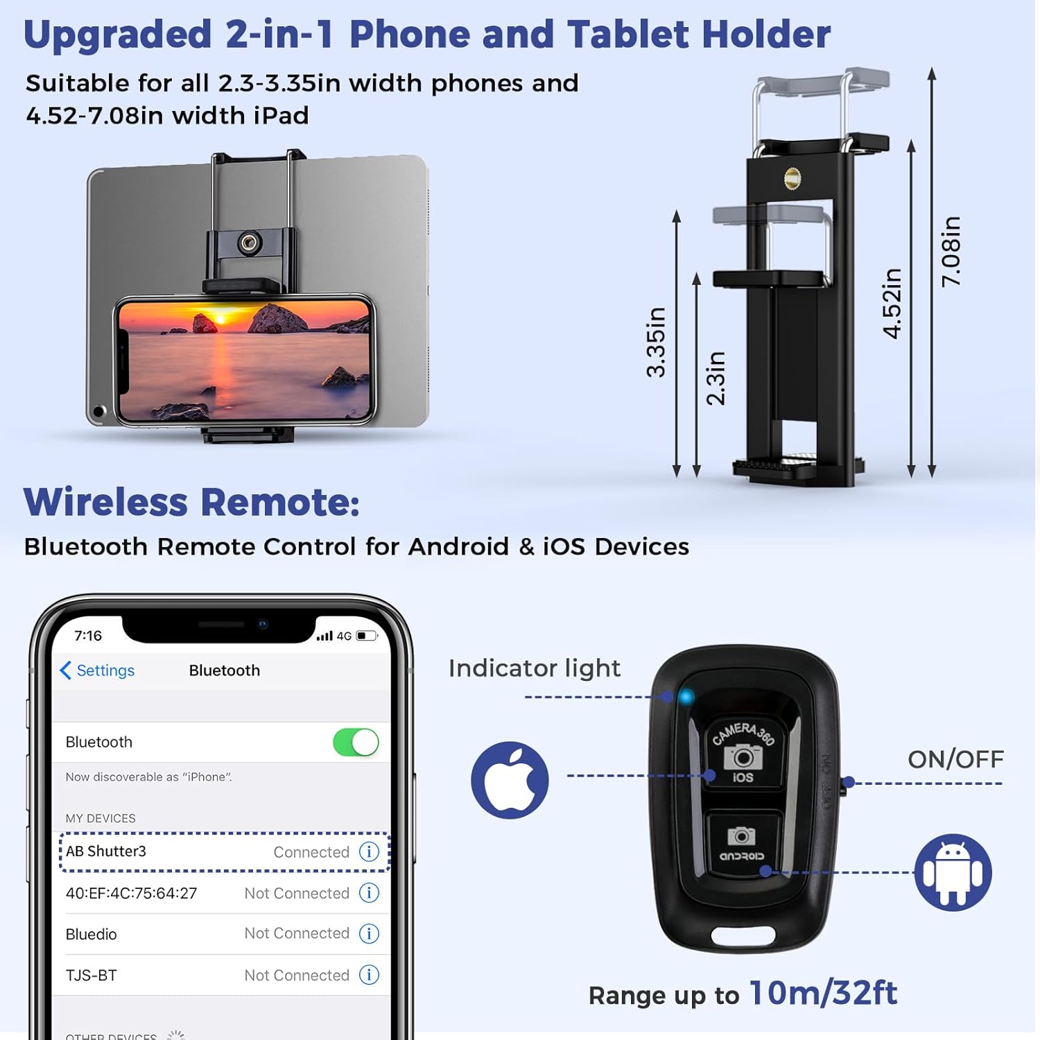 SPEMUNTO 75" Camera Tripod for Cell Phone, Black Porfessional