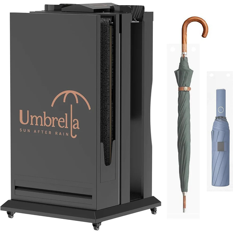 Commercial Umbrella Bag Dispenser Stand with Wheels, BLACK